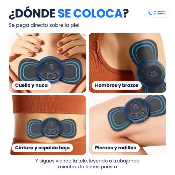 Dónde se coloca el masajeador eléctrico: cuello y nuca, hombros y brazos, cintura y espalda baja, piernas y rodillas