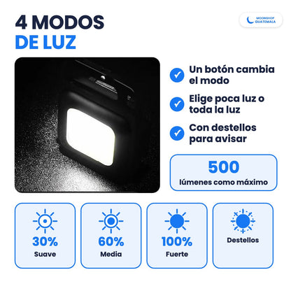 Mini linterna llavero con 4 modos de luz: 30 %, 60 %, 100 % y destellos