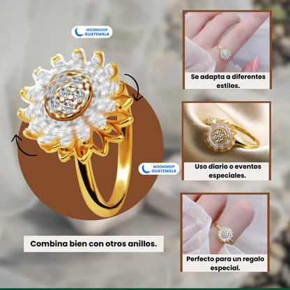COMBO 💝 Joyero de 9 Rosas Eternas + Anillo Girasol Giratorio 🌻