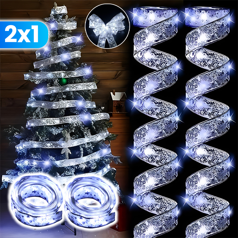 OFERTA 2x1 🎁 Listones Navideños con Luz LED 🎄 Perfectos para Árbol, Ventanas y más ✨