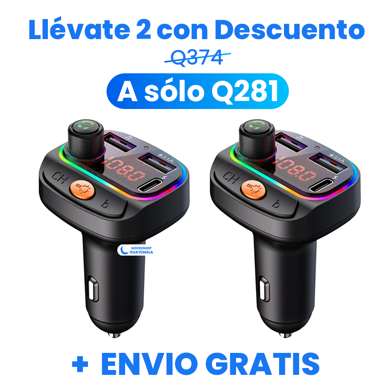 Transmisor Bluetooth y Cargador Tipo C - USB Carga rápida