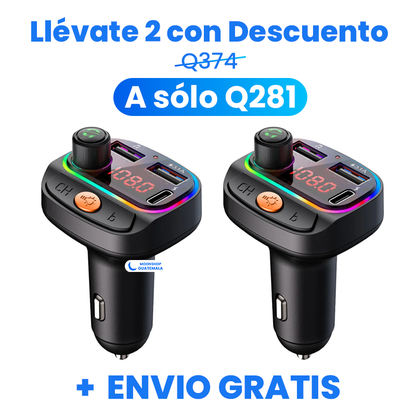 Transmisor Bluetooth y Cargador Tipo C - USB Carga rápida