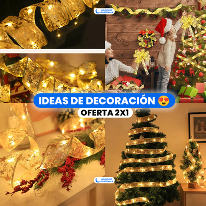 OFERTA 2x1 🎁 Listones Navideños con Luz LED 🎄 Perfectos para Árbol, Ventanas y más ✨