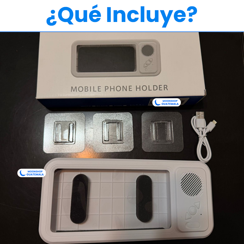 Altavoz inalámbrico impermeable para baño 🔊 Soporte Seguro para Teléfono 💦✨