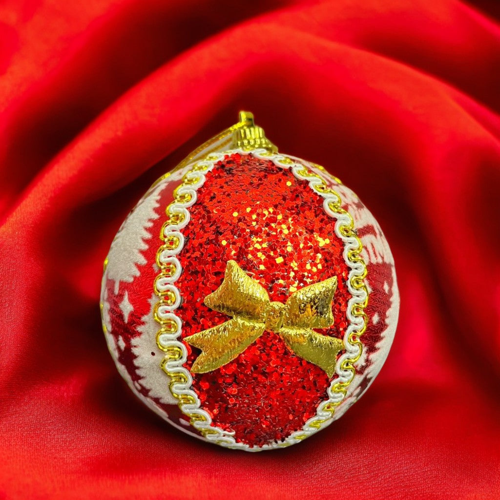 6 Bolas de Navidad - Rojo y Dorado       ( 6 unidades )