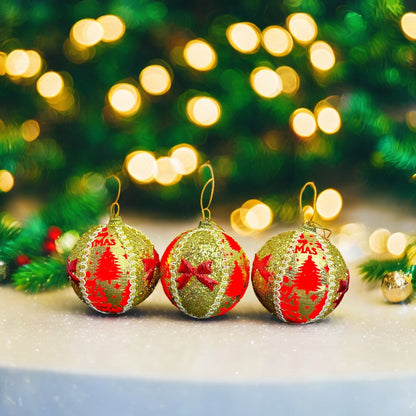 6 Bolas de Navidad - Dorado y Rojo (6 unidades )