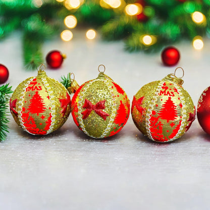 6 Bolas de Navidad - Dorado y Rojo (6 unidades )