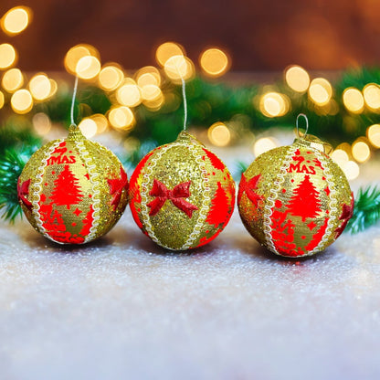 6 Bolas de Navidad - Dorado y Rojo (6 unidades )