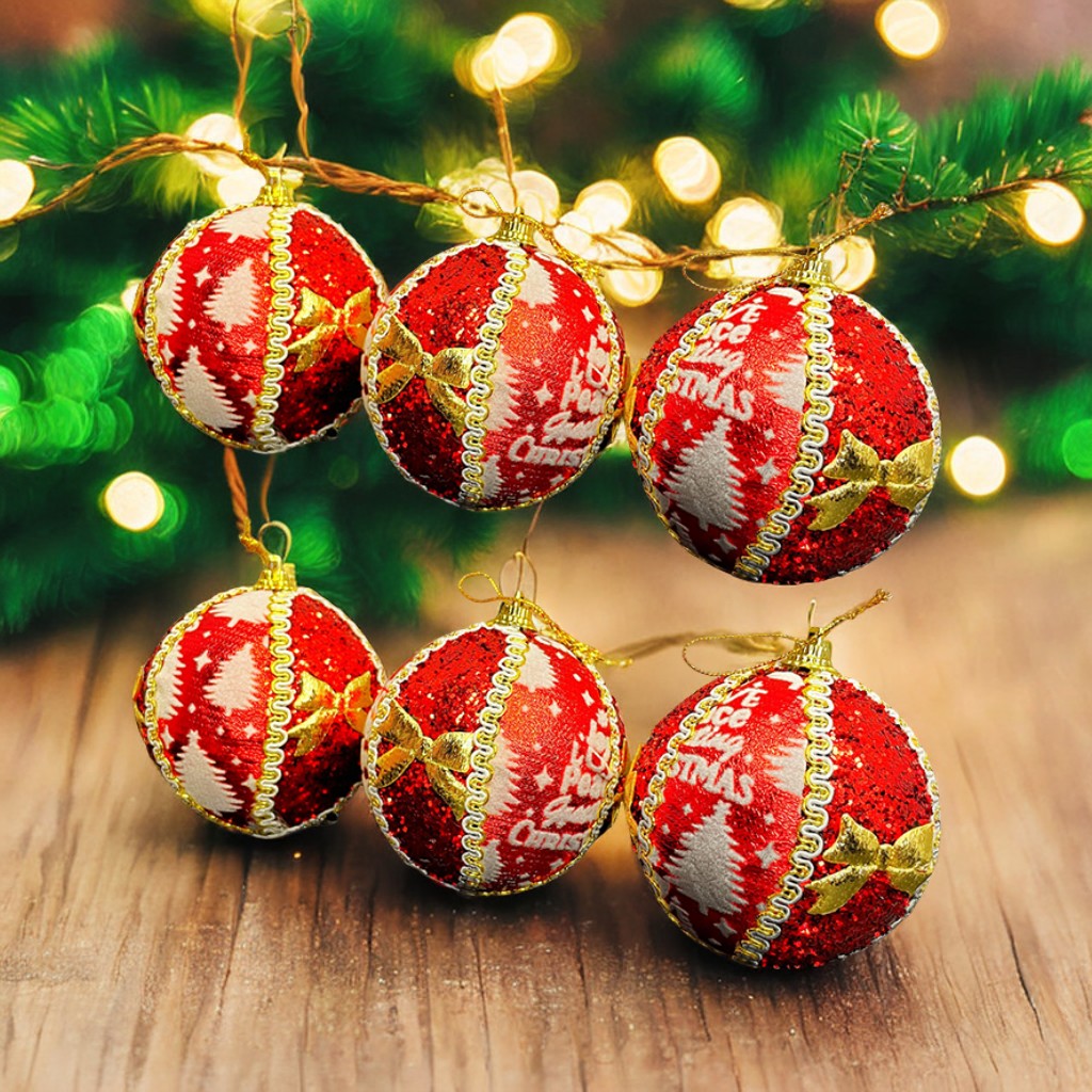 6 Bolas de Navidad - Rojo y Dorado       ( 6 unidades )