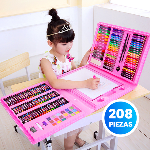 Set de arte completo de 208 piezas para colorear y pintar, todo en uno para niños