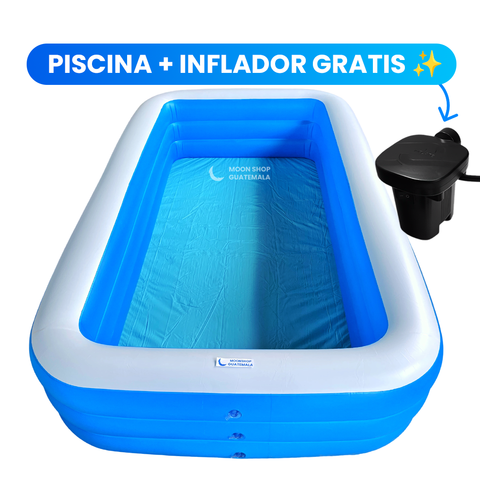 Piscina inflable familiar con inflador portátil gratis que se infla en 5 minutos