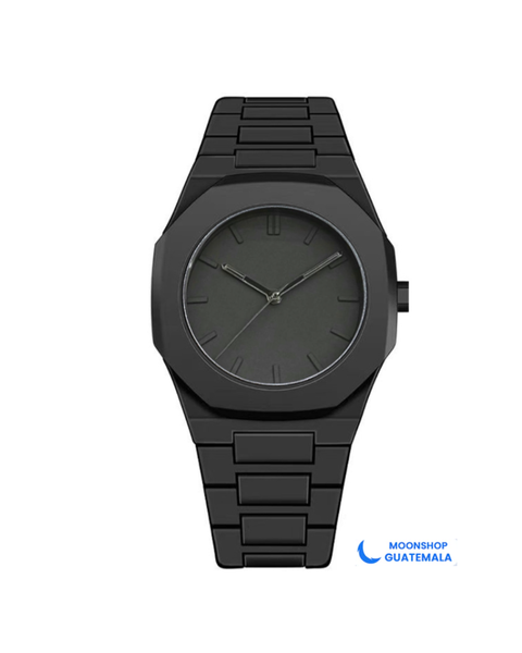 Reloj minimalista all black edición octogonal con esfera negra mate