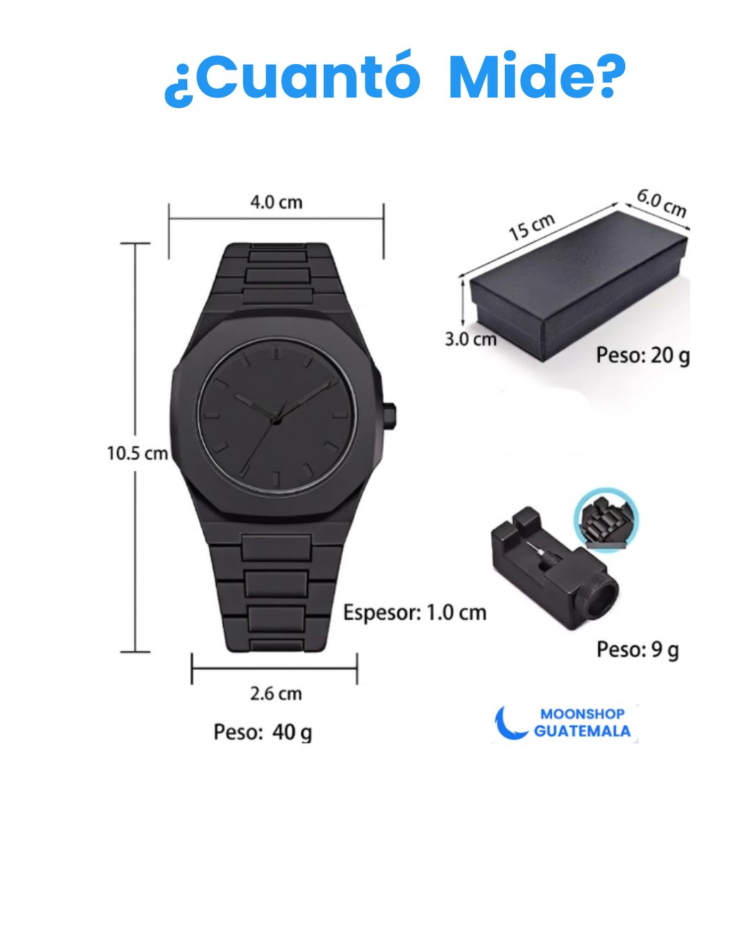 Reloj Minimalista "All Black" Edición Octogonal + Kit de Ajuste Gratis ✨