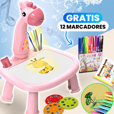 Mesa proyectora para que niños dibujen con marcadores incluidos