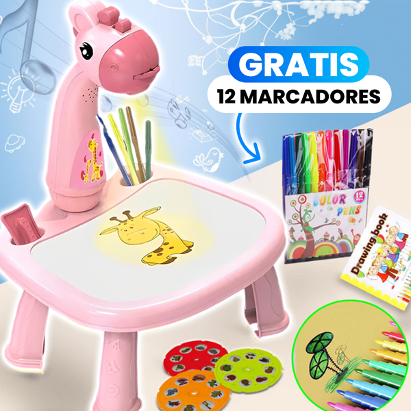 Mesa Proyectora para que los Niños Dibujen y Aprendan Fácil, con Marcadores de Regalo