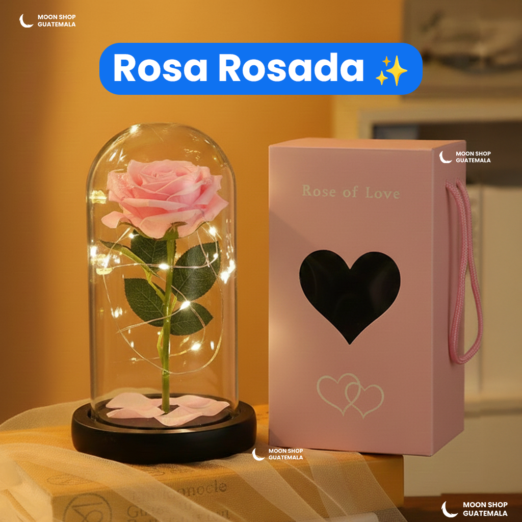 Rosa de la Bella y la Bestia 🌹 Lámpara Rosa Eterna en Cúpula de Cristal 🌟
