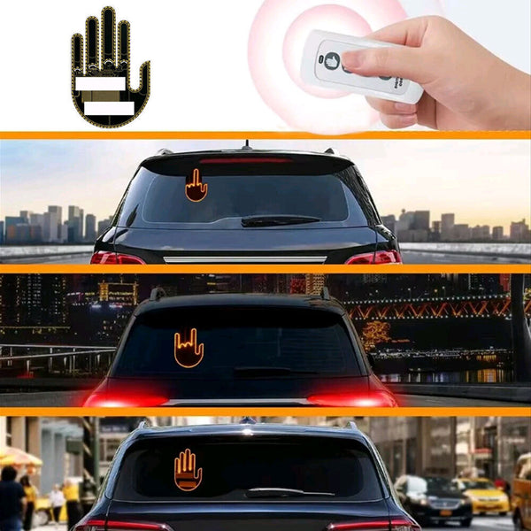 Mano LED para carro con gesto de enojo iluminado en la oscuridad