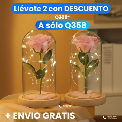 Rosa de la Bella y la Bestia 🌹 Lámpara Rosa Eterna en Cúpula de Cristal 🌟