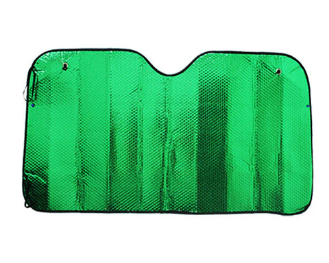 Tapasol frontal Racing metálico verde de aluminio para parabrisas 130x60 cm