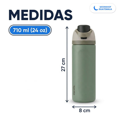 Termo Owala FreeSip 24 oz: mide 27 cm de alto y 8 cm de ancho, 710 ml