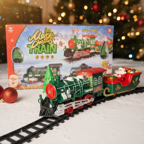 Tren navideño de 23 piezas con luz, música y movimiento, multicolor marca Santini's Christmas