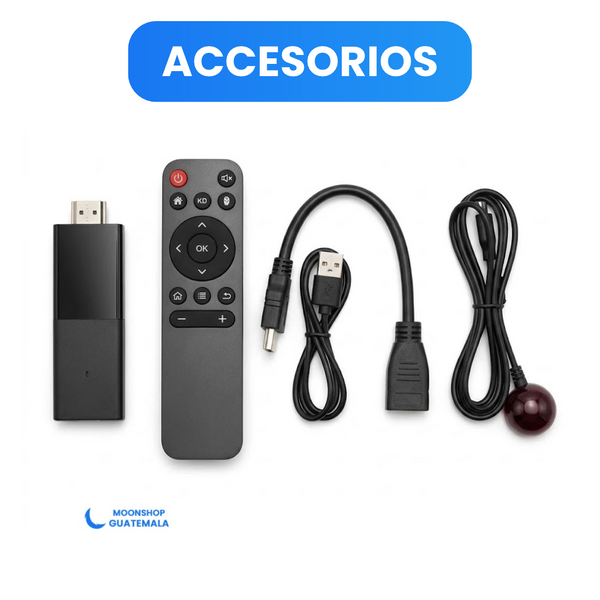 Convertidor de TV Inteligente con Control Remoto de Voz, Conexión HDMI, WiFi y Soporte para Apps