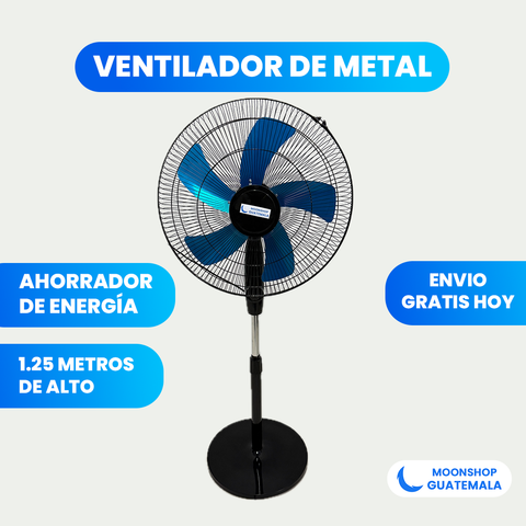Ventilador de metal plata estilo retro de 1.25 m con 3 velocidades